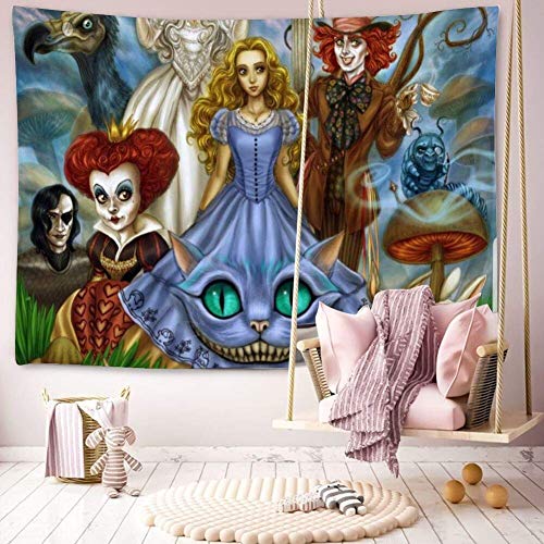 N / A Tapiz Alice Wonderland En 6 Tapices para Sala Estar Dormitorio Dormitorio Decoración del Hogar Estera Playa Manta Picnic Decoración del Hogar