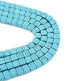 50 perlas turquesas semipreciosas, 8 mm, cubos azules, 1 cuerda, piedras preciosas para cadena, anillo, manualidades G248