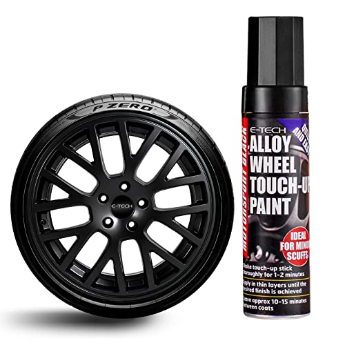 Lápiz de pintura profesional E-Tech para retoques de las llantas de aleación del coche, color negro