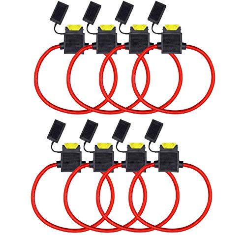 Tian 8 Pack Portafusibles en Línea Impermeable Portafusibles de Lámina 14AWG 12V 20Amp Fusibles de la Cuchilla para Coche (Tamaño Mediano)