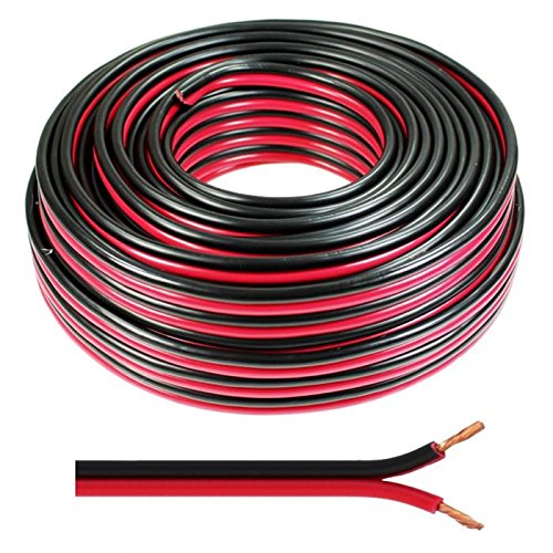 Wire4U® - Cable para altavoz (2 x 0,50 mm, 50 hilos de alambre en 10, 20, 50, 100 m) 10 m rojo/negro