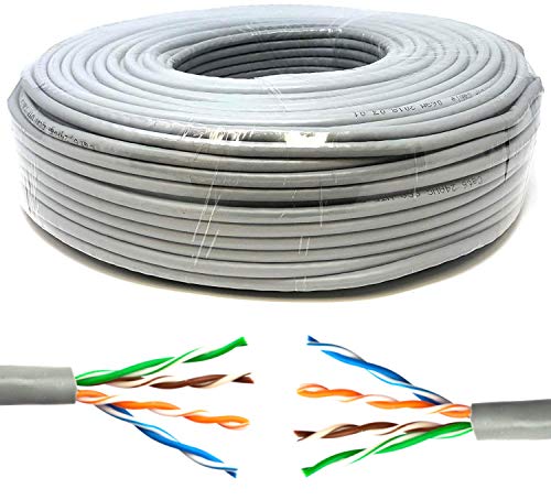 Mr. Tronic 50m Cable de Instalación Red Ethernet Bobina | CAT5E, AWG24, CCA, UTP | Color Gris (50 Metros)