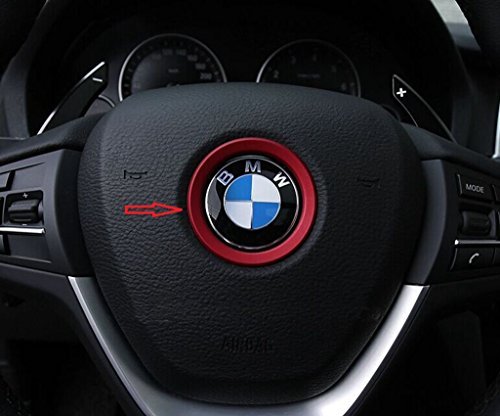 BizTech® 45mm Rojo adhesiva de aluminio azul para el volante de la serie BMW 1 2 3 4 5 6 7 8 X1 X2 X3 X4 X5 X6 Z3 Z4 GT