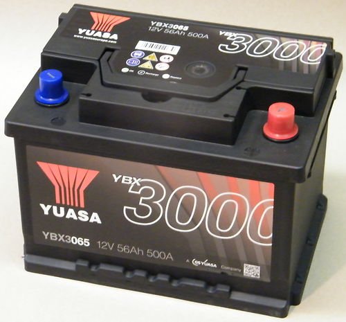 Yuasa YBX3065 Batería de coche SMF Starter recargable 12V 56Ah 500A