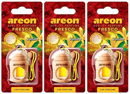 AREON Fresco Ambientador Vainilla Coche Olor Colgante Amarillo (Pack de 3)