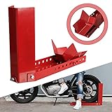 BMOT - Caballete para motocicleta, soporte de montaje o transporte, ajustable para remolque, para todo tipo de ruedas delanteras, protección contra el óxido, color rojo