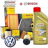 Kit de revisión de vehículos con aceite Castrol Edge 5W30, 5 litros, 4 filtros Bosch (F026407023, 1457070013, 1987429404, 1987432397)